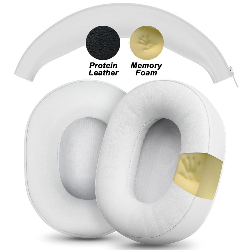 Earpads for Baseus GH02 White Earphone Pads Gaming Wireless Replacement Headphones Earmuffs Mesh Cloth Memory Covers Sponge