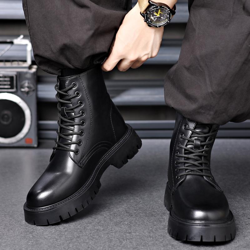 Fashion New Casual Leather Boots Men Stylish Male Comfortable Ankle Boots Outdoor Luxe for Men Boots All-match Classic Walking Shoes