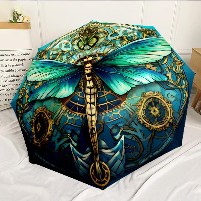 Dragonfly Artwork Design 8-Frame for Travel, Camping, Casual Lightweight Portable Umbrella, Essential for Every Family Holidays Birthday Gift
