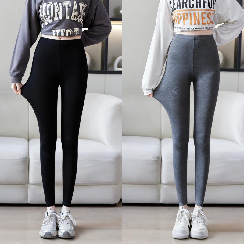 Women's Modal High-Waisted Leggings, Nine-Tenths Length, Skinny Fit, Plus Size, High Stretch, Slimming Yoga Pants for Spring/Summer.