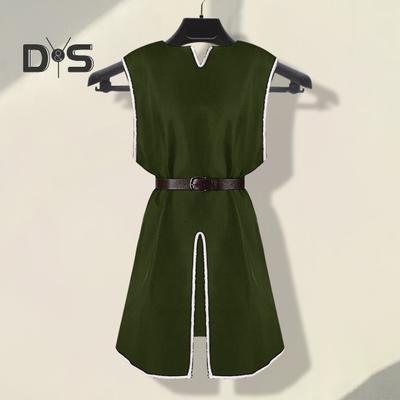 Medieval Viking Tunic Shirt V-Neck Sleeveless with Belt Mid Length Plus Size Cosplay Stage Renaissance Events Performance Halloween Costume Pirate Top