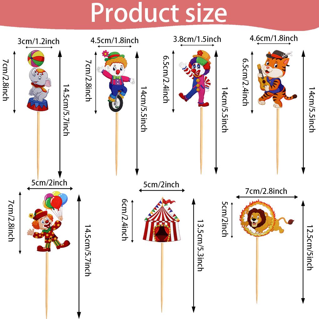 7ks Cirkusový Klaun Dortový Topper Rozkošný pro Narozeninovou Oslavu PŘEDEM SESTAVENÝŠIROCE Nástroje pro Zdobení Dortů
