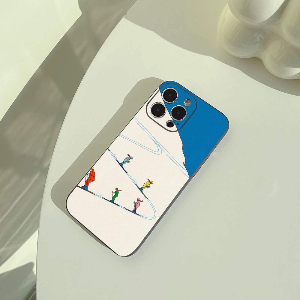 Ski Slope &ski Running Phone Case For iPhone 17,16,15,14,13,12,11 Pro Max,16Plus,XS Soft Black Cover
