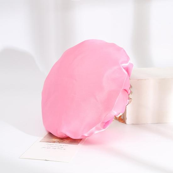 Shower Cap Waterproof Reusable Double Layers Elastic Shower Hat for Bathroom