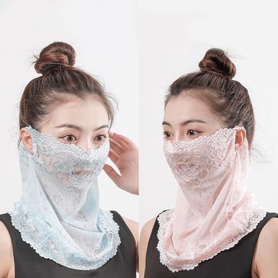 Kadın Peçe Yüz Maskesi Anti-UV Dantel Yaz Boyun Kapağı Bisiklet Güneş Koruyucu Maske Nefes Alabilir Çoklu Renkler Açık Hava Aksesuarları