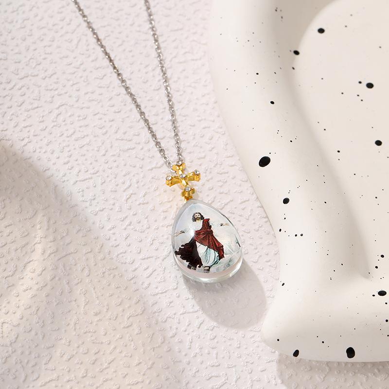 

Горячая Распродажа Ретро Кристальный Крест Двухцветная Подвеска Нишевая Индивидуальность Парная Носка Ожерелье