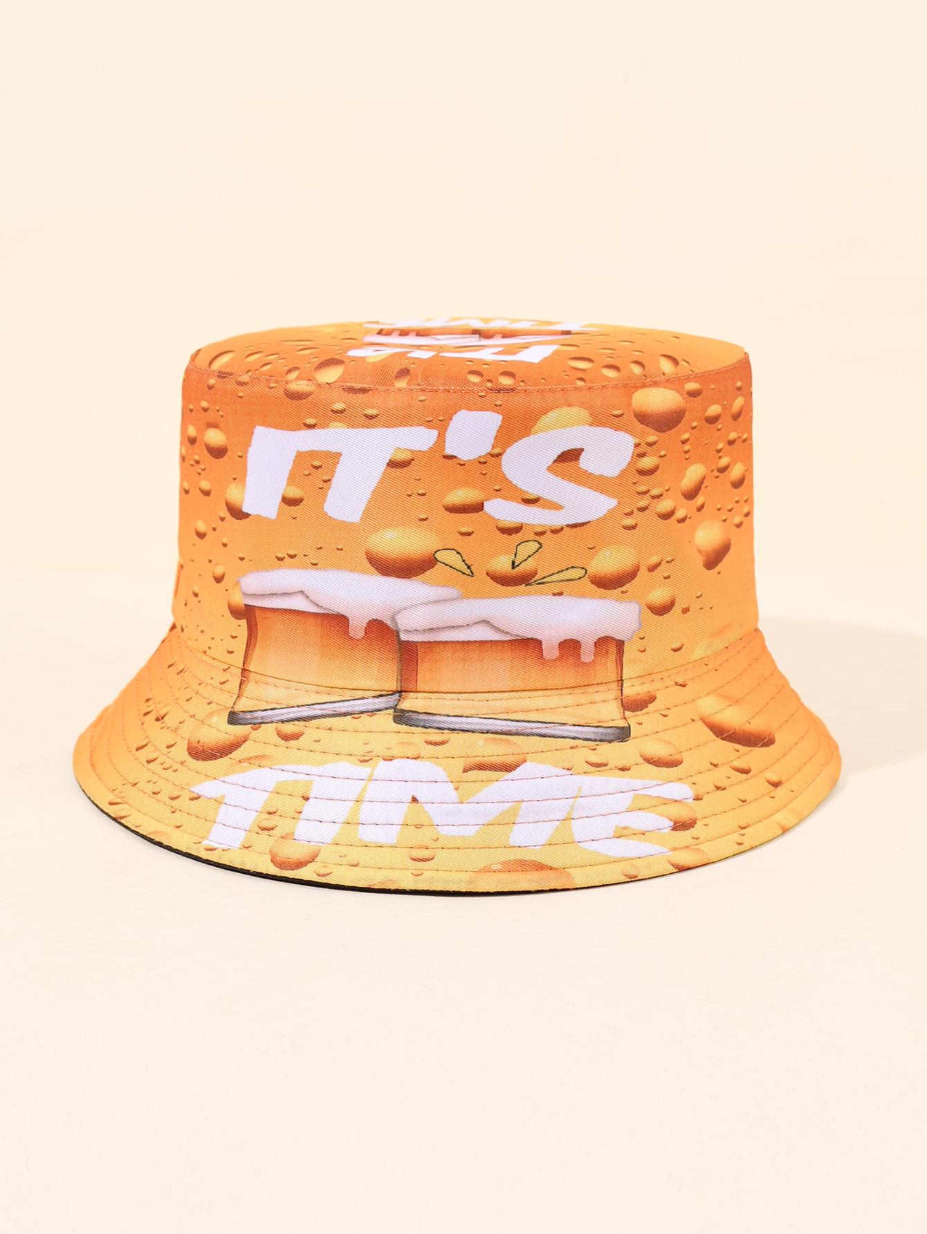 

1PC Fun Beer Cup Fisherman s Hat, made of breathable soft fabric, eye-catching and personalized trendy accessory жовтий