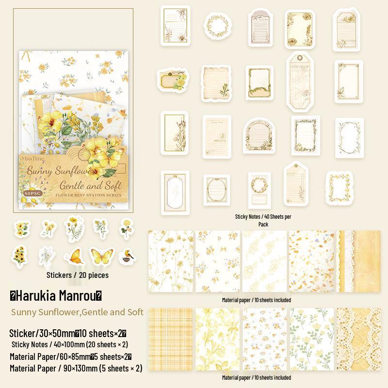 Shí Guāng Flower Butterfly Journaling DIY Pack: 6 Styles