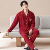 Pajamas wedding newlywed couple suit spring and autumn pure cotton red 1011 new men's and women's long sleeves festive autumn