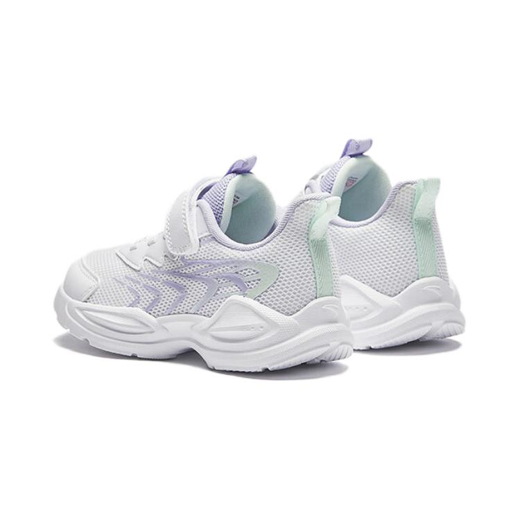 Anta Kids Casual Versatile Wear Resistant Breathable Low Top Running Shoes Kids Sneakers White Purple Green A22439905-1