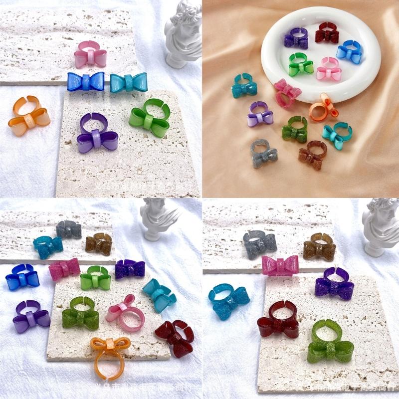 Harzringe Klobige Acrylringe Schleifenknotenringe Ästhetische Trendige Bunte Offene Ringe Statement-Schmuck Schleifenringe für Frauen