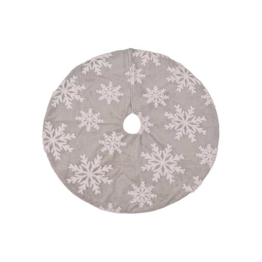 Luxurious Red Snowflake Christmas Tree Skirt In Soft Plush For Festive Celebration