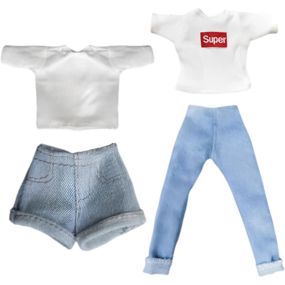 OlyOly 1/6 Doll Outfit Set T-Shirt Denim Shorts Skirt for 30cm Dolls Miniature Figure Clothing
