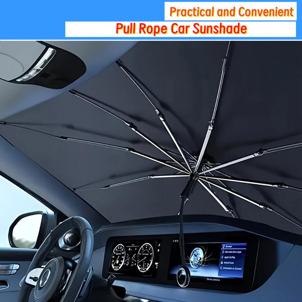 Auto Sommer Sonnenschutz Kordelzug Windschutzscheibe Faltbarer Sonnenschutz Thermoisolierendes Gewebe