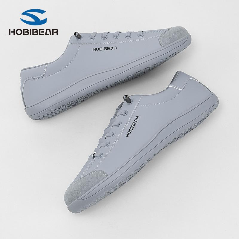 HOBIBEAR Leather Barefoot Shoes Lightweight Wide Toe Box Zero Drop Slip-on Shoes for men&Women