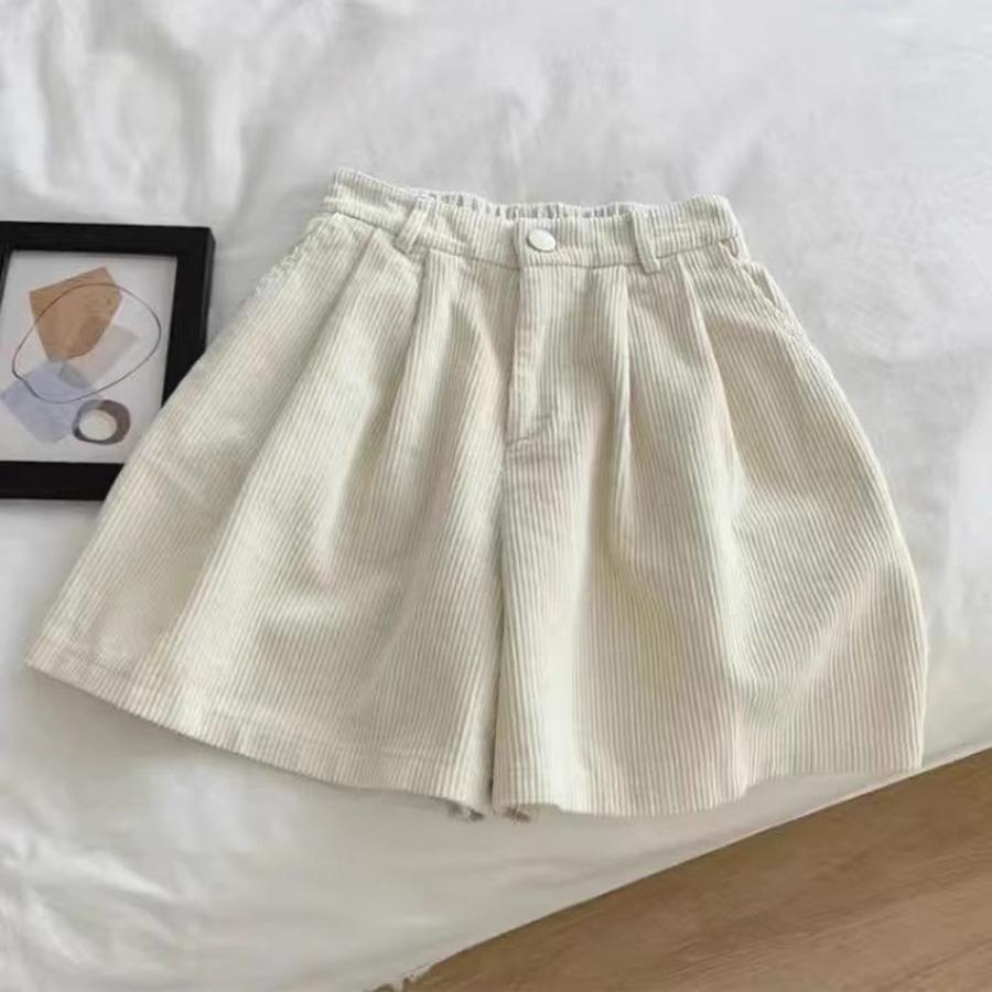 Vintage Velvet Shorts Women Spring New High Waist Straight Leg Loose Slim Fit Wide Leg Pants for Boots