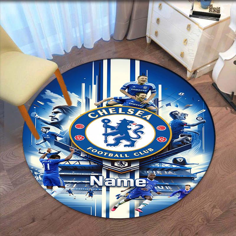 Custom Name Chelsea Football Club Printed Round Rug Carpet Chair Rug Area Rug Entryway Doormats,for Office Chair Living Room Bedroom Kitchen Room.