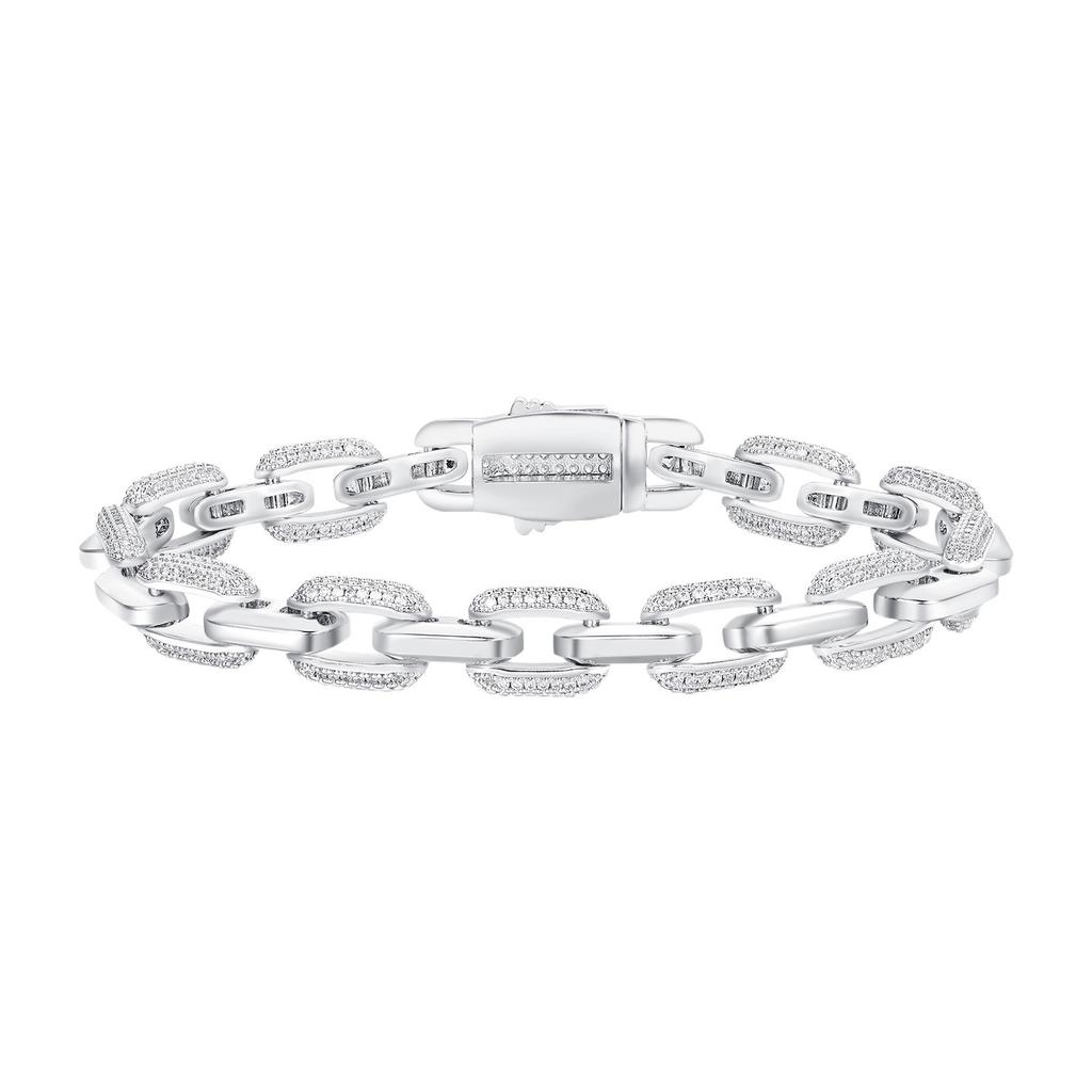 A Copper Inlaid Zircon Tennis Bracelet 9mm Cuban Bracelet Heavy Industry Design Viral Trends