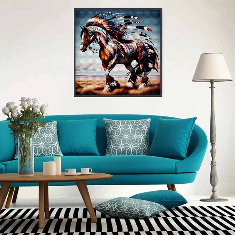 New Arrival 5D DIY Full Circle Diamond Painting "Ethnic Horse Decoration" Embroidery Cross Stitch Home Decor Gift