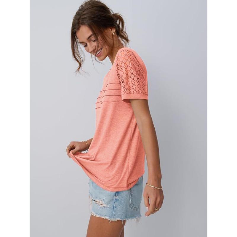 JKASHDK Moda damska Casual Lato Wiosna Jednolity kolor Drukuj Bluzki i koszule z krótkim rękawem i dekoltem w kształcie litery O