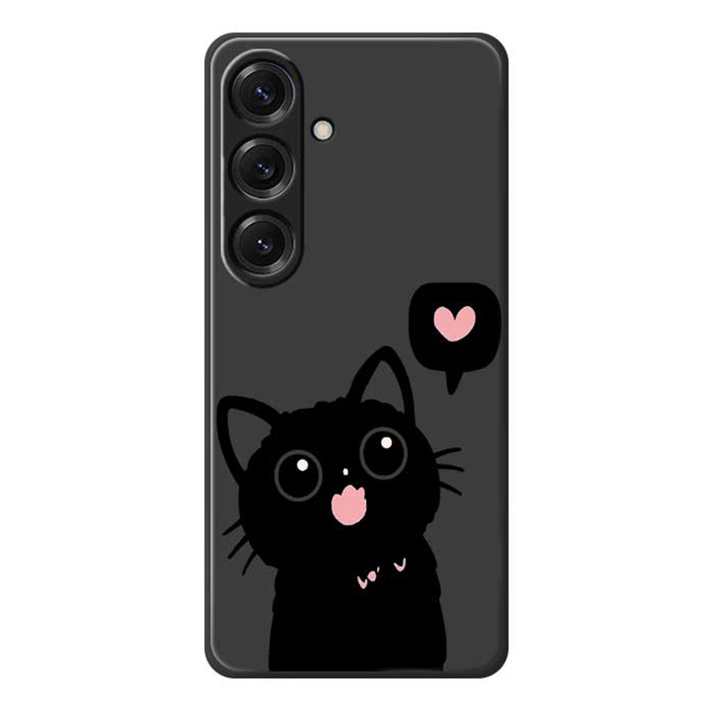 

Чехол для Samsung Galaxy S25 с принтом «Любовь к черному коту», ТПУ задняя крышка для телефона с прямыми краями Black