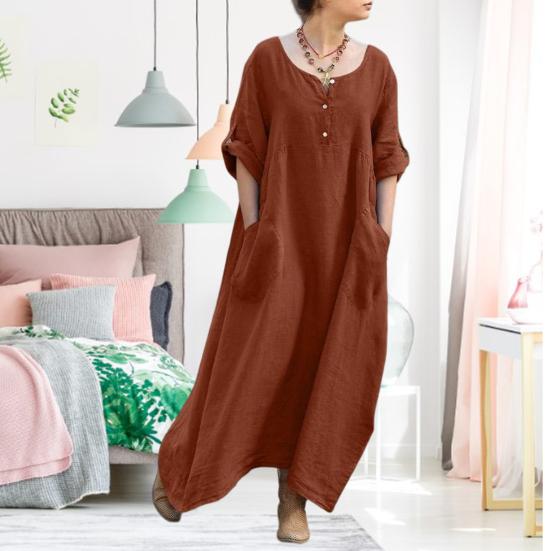 

Женское платье с 3 пуговицами, повседневная одежда, моющаяся модная летняя одежда для путешествий, повседневное свободное длинное платье, уличная одежда