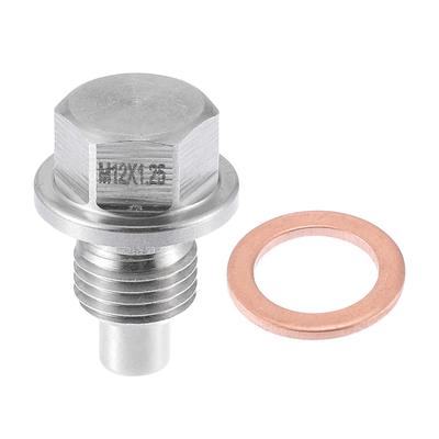 Ein ABSOPRO Motoröl-Ablassschraube Magnetisch Edelstahl mit Kupferdichtringen M12x1.25