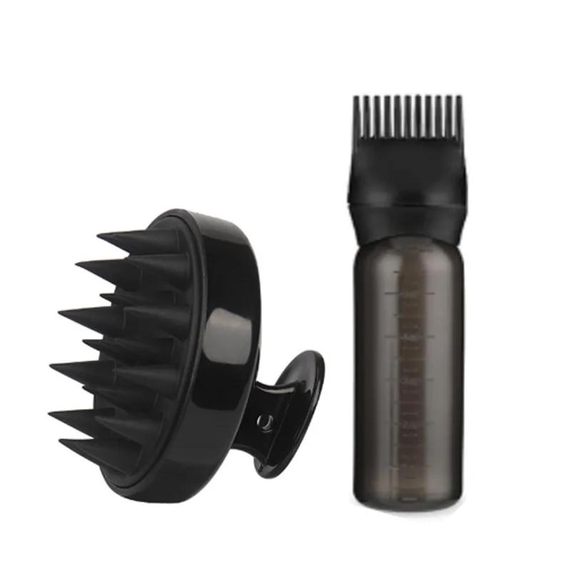2pcs/set Applicator Bottle Shampoo Brush Scalp Massage Hair Brush Oil Applicator for Hair Care 3-in-1 Hair Treatment Tool