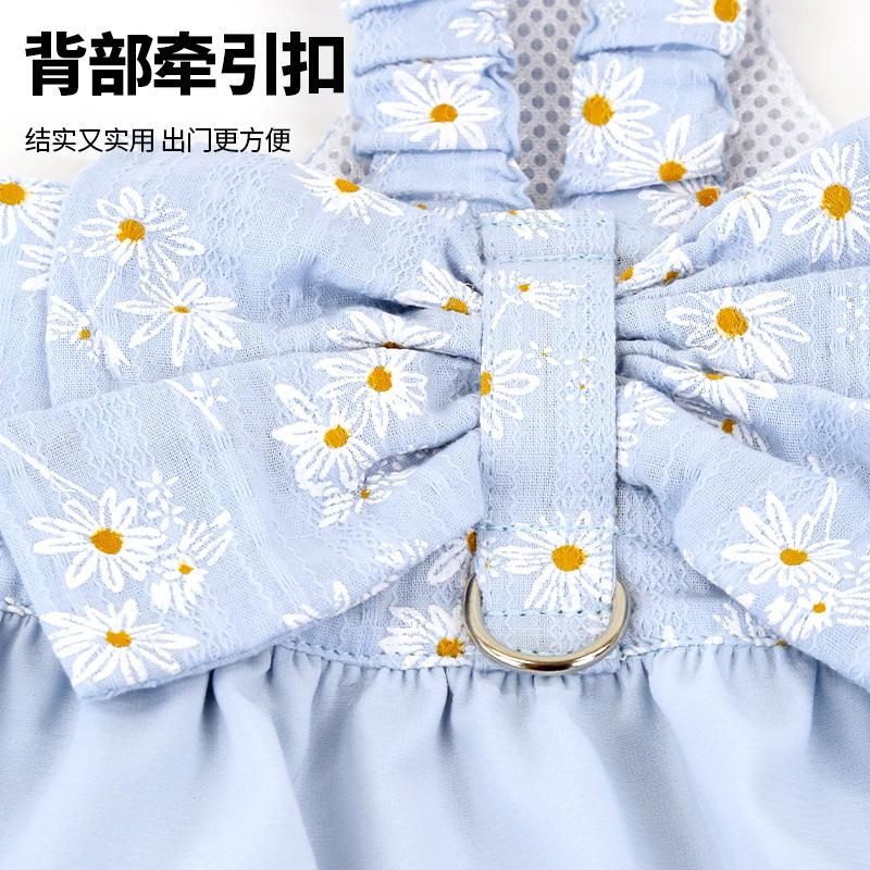 Cute Dog Skirt Cotton Pet Breathable Dress Teddy Little Daisy Skirt Chest and Back Clothes Pet Products