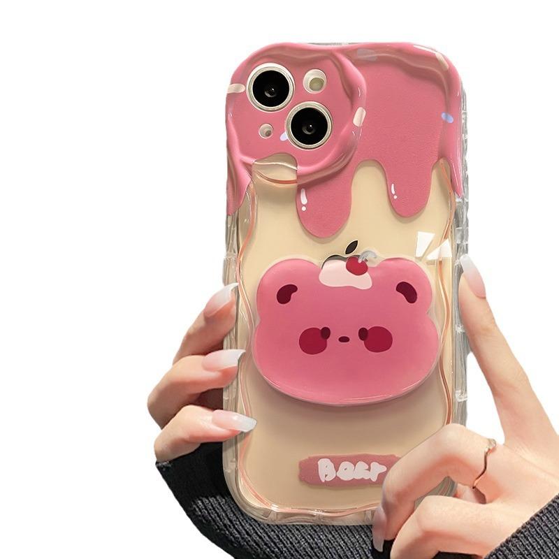 Suitable for Xiaomi 14pro Mobile Phone Case 13/11 Bear Bracket Pendant Note12 Transparent Silicone Redmi K60/50