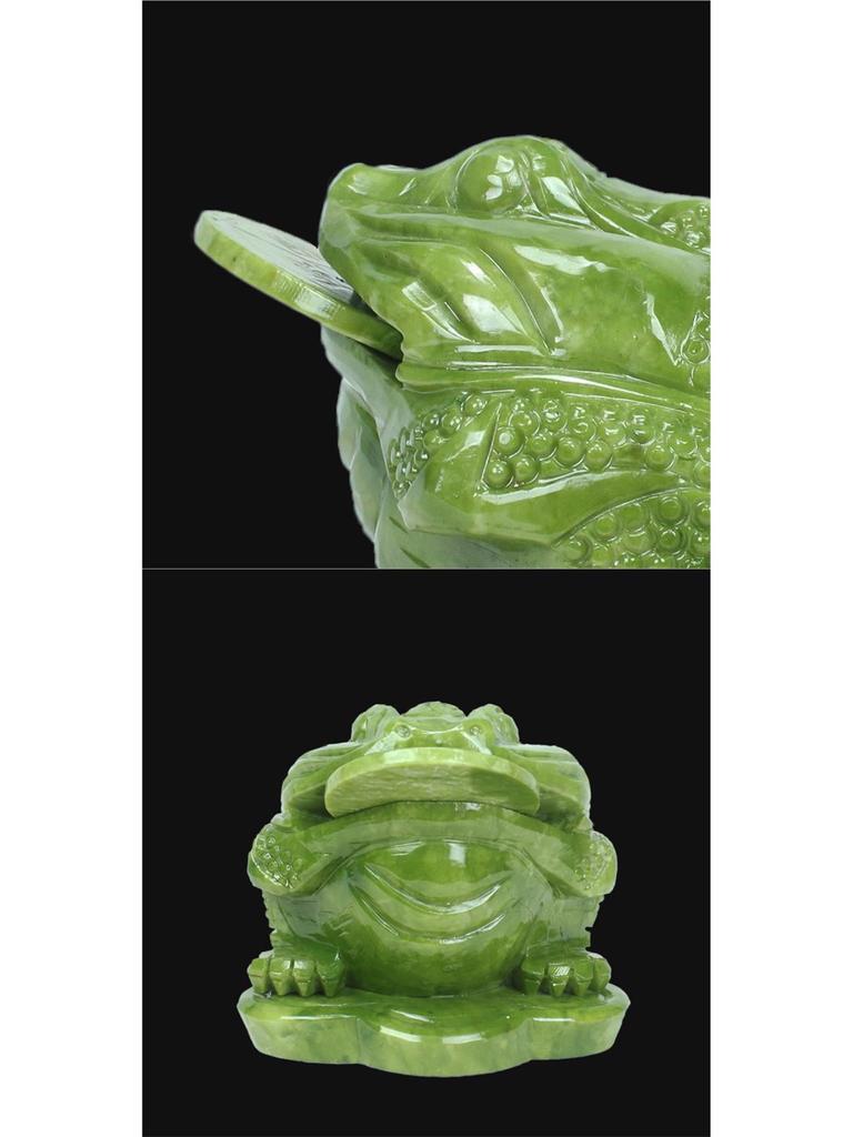 Extra Large Natural Jade Three-Legged Golden Toad Ornament - Perfect for Living Room or Shop Opening Gift.