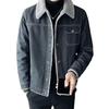 Fashion denim jacket men's fleece thickened autumn and winter lamb fleece new slim casual sports temperament jacket men's clothing