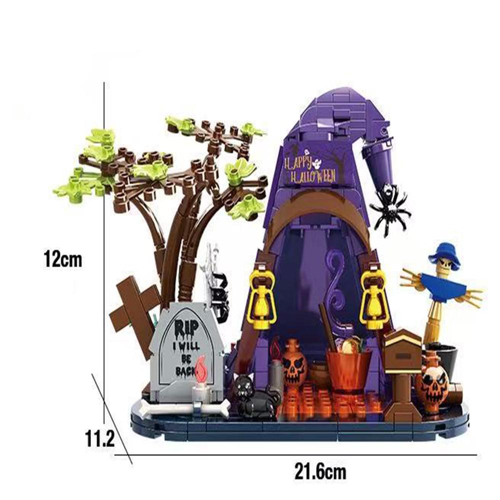 

MOC Halloween Haunted House Model Building Blocks Kit Tilt Roof Ornaments Creative Bricks Assembled Puzzle DIY Toy Children Gift PDF Insturction