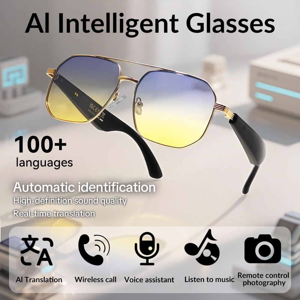 SACOSDING Smart Sunglasses AI Voice Bluetooth Calling Headphones Outdoor Sports Earphone Music Glasses Ultraviolet-Proof Eyeglasses