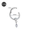 Titanium Teardrop Marquise-Cut Diamond Nose Ring Earrings, 8-10mm Inner Diameter Septum Jewelry