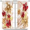 2pcs Luxury Swan Red Golden Flower Pattern Printed Curtain Home Decor Rod Pocket Curtain For Bedroom Living Room Home Decor