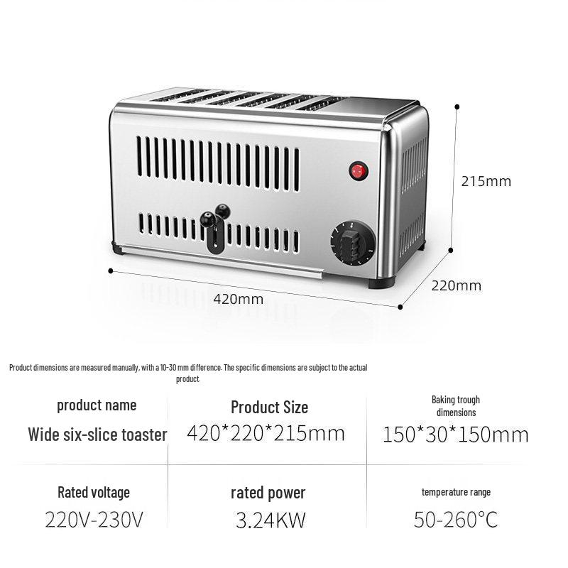 Naisiduo Commercial Toaster: 4- or 6-Slice with Bun and Meat Roasting Options