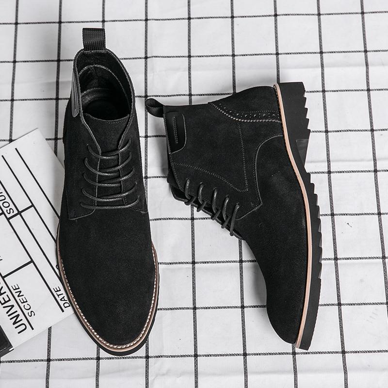 High Tops New Winter Fashion Suede Leather Lace Up Ankle Boots Men's Casual Luxury Designer Shoes Zapatos Hombre