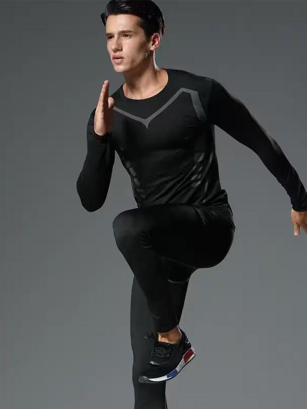 Men's Long Sleeve Sci-fi Fitness Wear: Quick-dry, Tight-fit, High-Elastic Autumn/Winter Running & Training Top