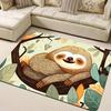 Cute Cartoon Sloth and Leaves Print Area Rug, Aesthetic Neutral Floor Mat for Nursery Bedroom, Washable Indoor Decor Carpet