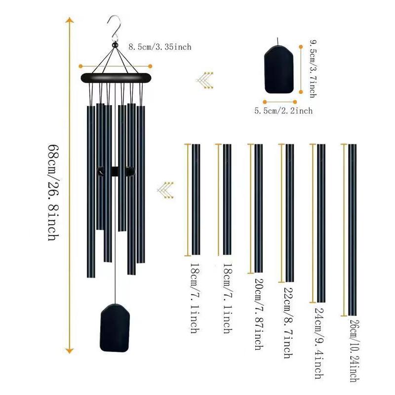 New Classic 26 Inch Aluminum Pipe Wind Chimes With Wooden Hanging Tag Farmhouses Terraces Gardens Balcony Corridor Decoration