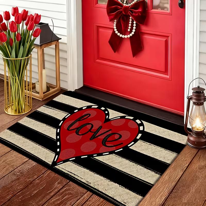 

1pc Valentine S Day Doormat - Non-Slip Entry Mat with Red Hearts, Home Decorative Welcome Mat,Romantic Home Decor Seasonal Gift 40x60cm