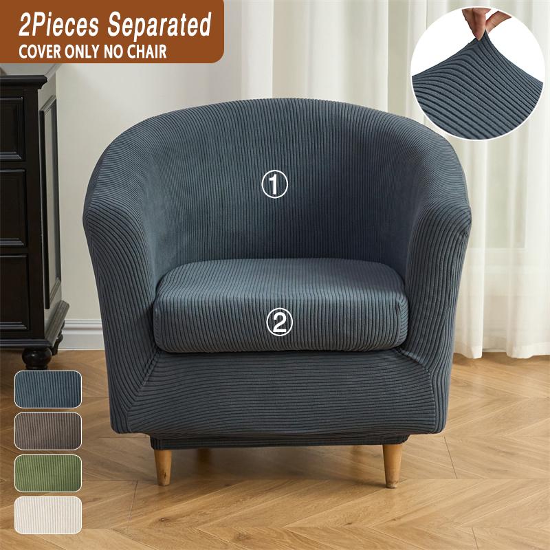 

2Pcs/set Jacquard Elastic Bath Tub Chair Slipcovers Solid Color Club Sofa Covers Anti-dirty Armchair Cover Home Bar Counter