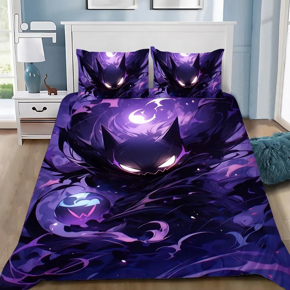 Kreslené Roztomilé Zlé Pok é mon Mikrovláknové Ložní Soupravy, Dětský Narozeninový Dárek se Zipem Pokojová Dekorace pro Náctileté Dospělé Povlečení na Přikrývku