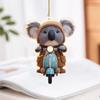 Motorcycle Cute Cartoon Riding Koala Pattern Acrylic Pendant For Car Decoration