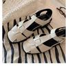 Roman style woven design square head hollow bag head soft surface sandals women's summer