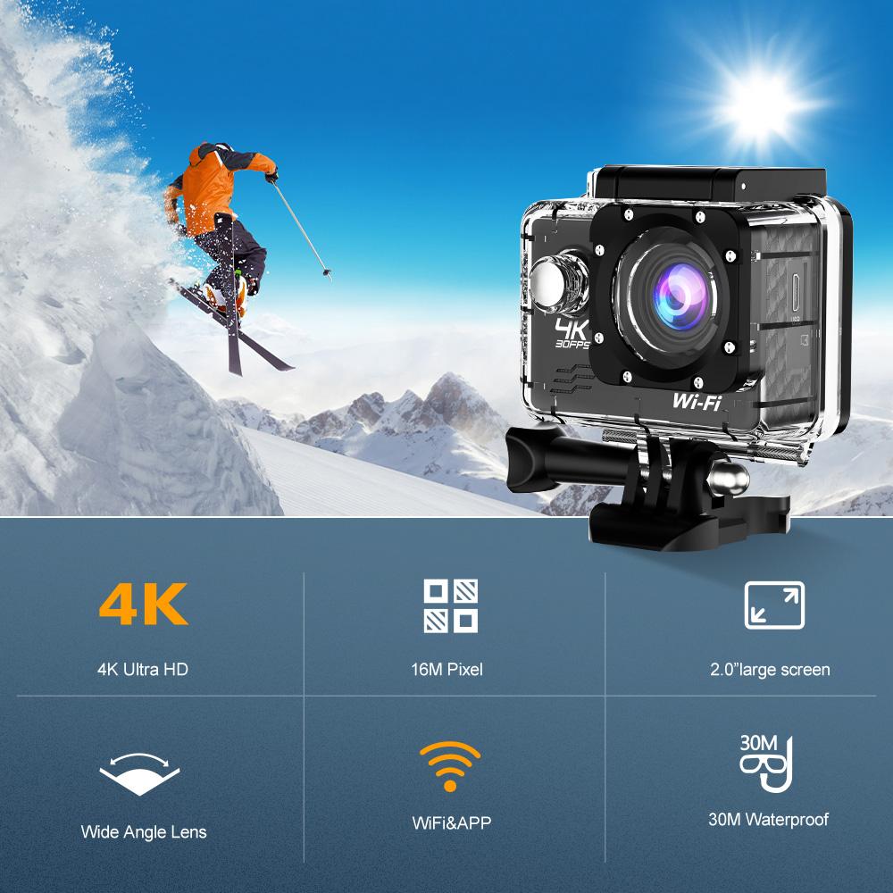 Action Camera, 4K High-definition Underwater Camera, Wireless WiFi Waterproof Outdoor Digital Camera