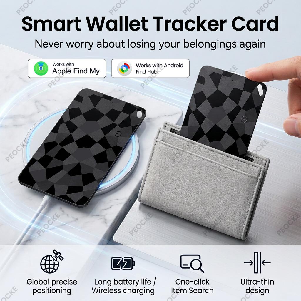 Android/iOS Bluetooth GPS Tracker Smart Tracker Card Works With Google Find Hub Apple Find My Dual System Anti-Lost Location Tag
