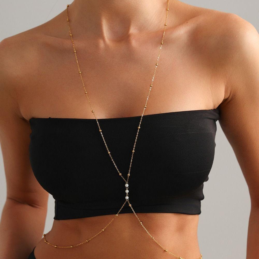 Bohemian Beads Chest Chain Gold Color Bikini Belly Chain Creative Bikinis Beach Jewelry Women