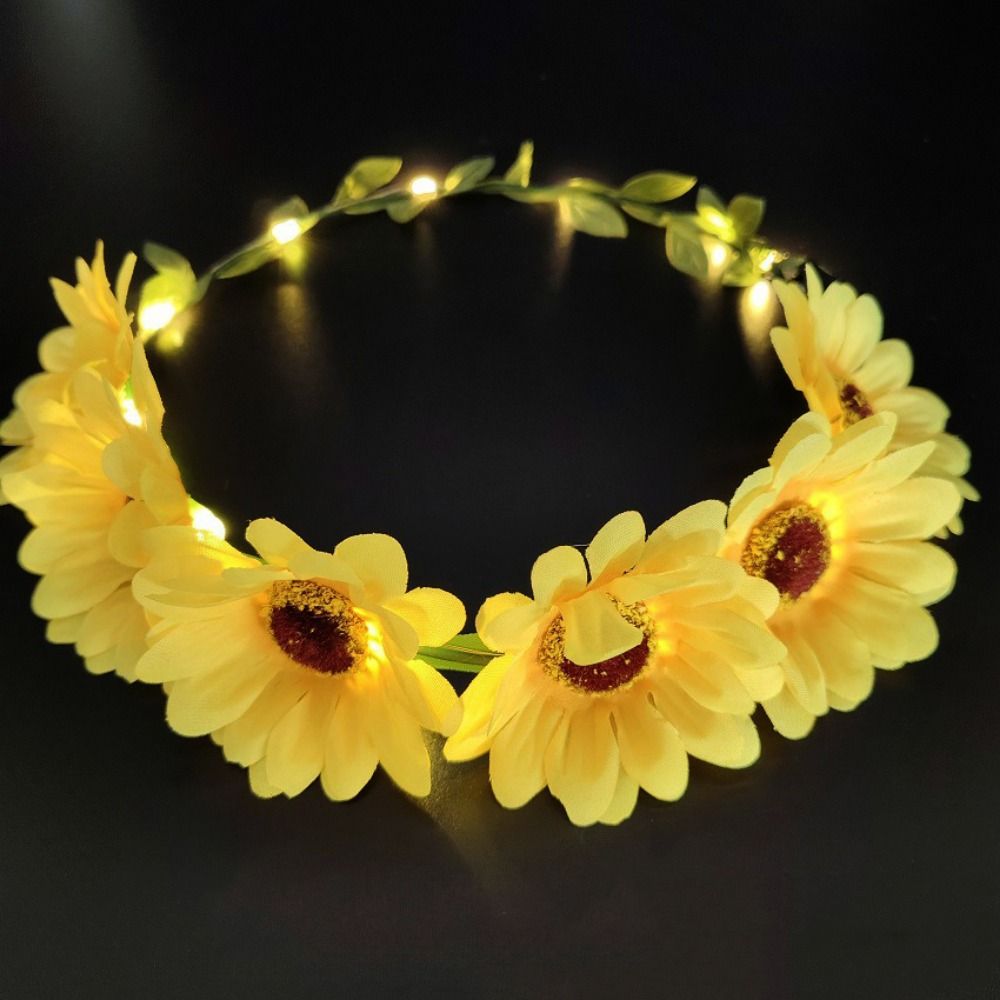 6/7/10 Heads Sun Flower Ring Wire&Cloth Hair Hoop Sun Flower Headband Women Girl Birthday Favor